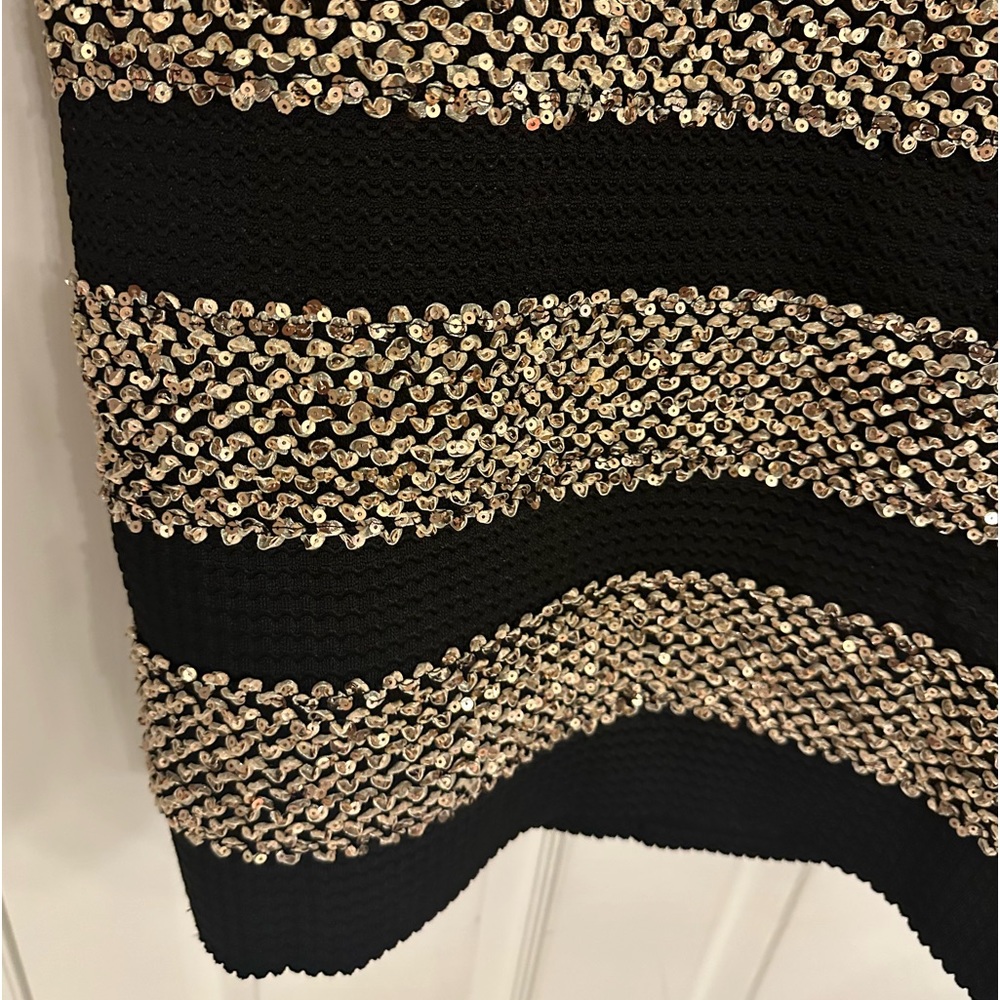 NEW•VENUS•XL• SHIMMER ON GORGEOUS BLACK & GOLD GLAM STRAPLESS BODY CON - Picture 6 of 16
